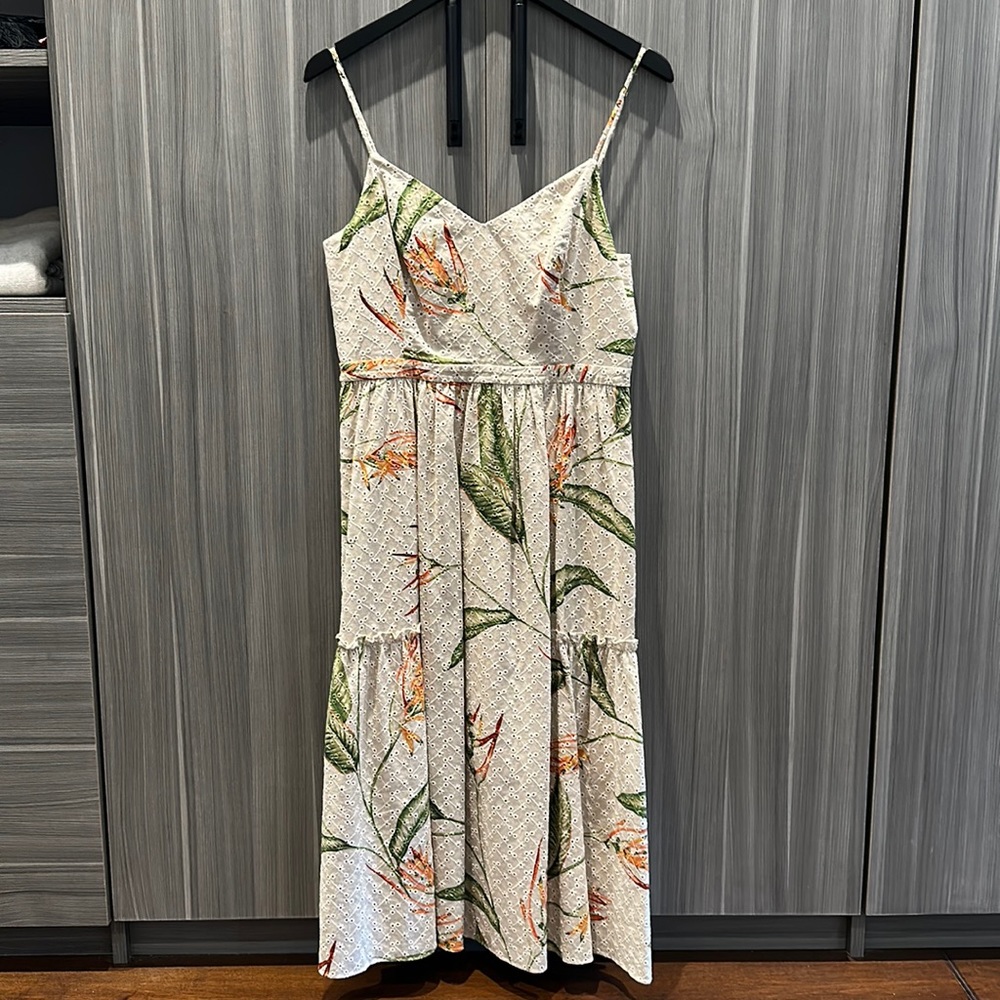BCBG Maxazria Eyelet Paradise Tropical Midi Dress